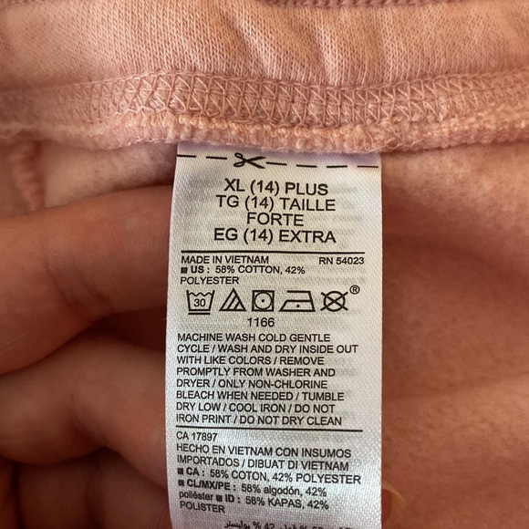 Old Navy Girls Fleece Joggers 14 XL PLUS Sweatpants PINK Logo - Picture 4 of 5